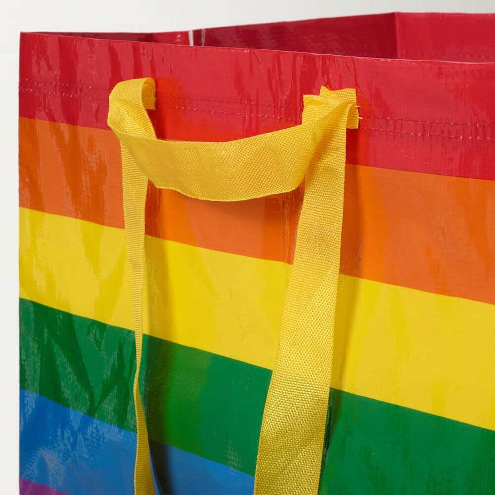 IKEA Storstomma Large Tote Bag Rainbow Reusable Shopper Storage Pride LGBTQ NWT! - Picture 3 of 12